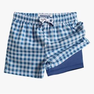 maamgic Blue Gingham Swim Shorts with Navy Liner youth size 14/16